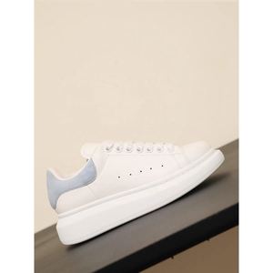 High-Top White Sneakers Thick-Soled Cowhide 5cm Platform Muffin Height Lace-Up Sporty Retro Walking Shoes - Product Image 4