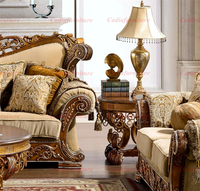 Fauteuil de style français luxueux en tissu royal, canapé une place avec table d'appoint pour salon