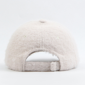 Phụ Nữ Mùa Đông Đồng Bằng Màu Sắc Sang Trọng <span class=keywords><strong>Fluffy</strong></span> Mũ Bóng Chày Ấm Mũ Bóng Chày Sang Trọng Velcro Dây Đeo Mũ Bóng Chày - Product Image 5