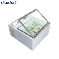 Vitrine Réfrigérée Ouverte pour Gelato à Refroidissement Direct, Présentoir de Comptoir pour Crèmes Glacées, Idéal pour les Boutiques de Desserts et de Bubble Tea