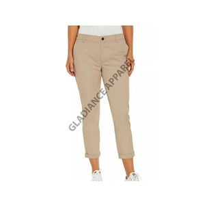 100% qualité d'exportation coupe régulière taille moyenne femmes sergé coton pantalon taille élastique Anti-rides pantalon décontracté élégant - Product Image 1