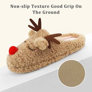 Chaussons de renne chauds et mignons pour femmes - Chaussons d'intérieur en laine pelucheuse pour l'hiver, confortables et respirants pour les fêtes de Noël (ODM/OEM) - Product Image 5