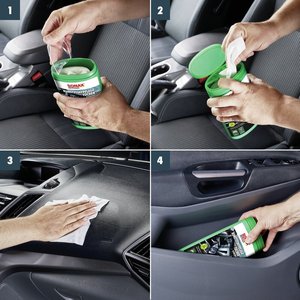 กล่องผ้าเช็ดทำความสะอาดพลาสติกคุณภาพสูง เงางาม 25 ชิ้น สำหรับพื้นผิวภายในรถยนต์ที่ต้องการความเงางาม เช่น แผงหน้าปัดและขอบตกแต่ง - Product Image 4