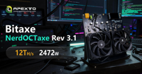 NerdMiner NerdOCTaxe Rev3.1 12T 230W 160W SHA-256 ASIC Solo Lottery Mini USB Bitcoin Miner Machine Prêt à l'emploi en stock