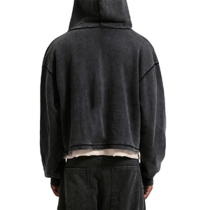 Vente en gros de sweats à capuche courts pour hommes, personnalisés, confortables, avec passe-pouces, style streetwear, en tissu épais - Product Image 2