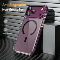 Étui de téléphone magnétique antichoc pour iPhone 18 Pro Max, avec béquille en métal, coque transparente anti-traces de doigts, coque arrière pour téléphone portable