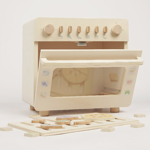 Children's Simulation Play House <b>Microwave</b> Oven Pizza Mini Kitchen <b>Set</b> for Infants & Toddlers Boys and Girls Wooden Toy - Product Image 2