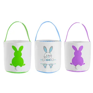 热卖儿童复活节兔子篮帆布可爱复活节彩蛋狩猎桶高品质个性化装饰用品