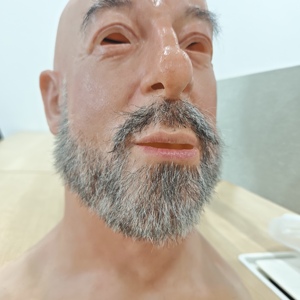 Masque en silicone simulé avec barbe de cheveux <span class=keywords><strong>pour</strong></span> Cosplay <span class=keywords><strong>Halloween</strong></span> Movie Makeup Full Head Mask - Product Image 5