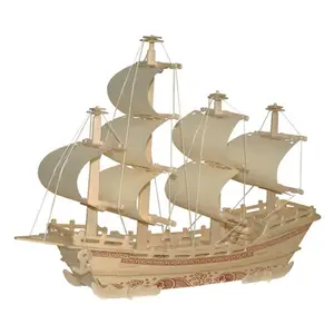 Çocuk akıllı öğrenme eğitici oyuncaklar ahşap tekne gemi Model seti 3D lazer kesim monte bulmaca çocuklar için 100 parça 01