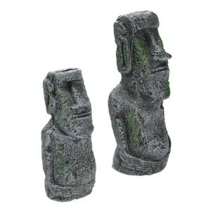 水族館アクセサリー装飾爬虫類イースター島石の彫刻古代ローマの人物の樹脂風景工芸品