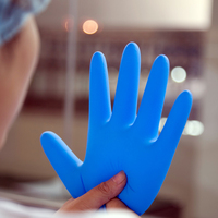 Gants d'examen en nitrile jetables, sans poudre, bleus, de grande taille, 4 mils d'épaisseur, boîte de 100 pièces, non stériles, sans danger pour les aliments