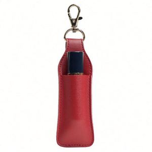 HOT Selling PU Leather <b>Lipstick</b> <b>Case</b> with Keychain Single <b>Lipstick</b> Storage Pouch for Makeup Organization - Product Image 3