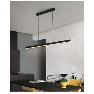 Lámpara Colgante Moderna Minimalista de Cobre, Barra Larga de Una Sola Línea para Mesa de Comedor, Recepción u Oficina, Color Negro - Product Image 4