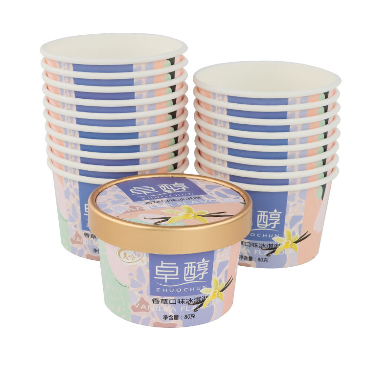 personalize Custom Printing takeway packing Ice Cream Paper Cup with lids