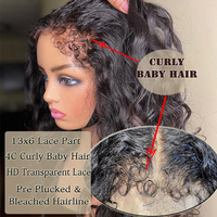 13x6 Hd 250 Densité Afro Kinky Curly Perruque 100% Cheveux Humains 13x4 4c Bords Frontal Deep Wave Curly Lace Front Perruques pour Femmes en Vente