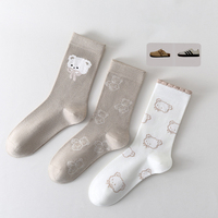 Lot de 3 paires de chaussettes thermiques en laine mi-mollet pour femme, haute qualité, tricot serré, anti-boulochage, motif dessin animé, antibactériennes