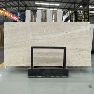 Panel de Revestimiento de Pared de Travertino Natural Pulido para Interiores, Travertino Navona, Losas de Travertino Super Blanco de Italia - Product Image 1