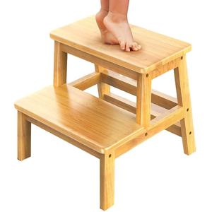 Sgabello a 2 Gradini in Bambù, Robusto, Capacità 200 libbre, Angoli Arrotondati, per Bambini e Adulti, Cucina, Bagno, Addestramento al WC - Product Image 6