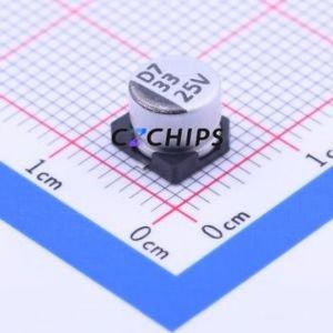 ตัวเก็บประจุแบบอิเล็กโทรไลต์อะลูมิเนียม SMD รุ่น VE-330M1ETR-0605 ขนาด D6.3xL5.3 มม. 33uF 20% 25V 6.3 มม. - Product Image 1