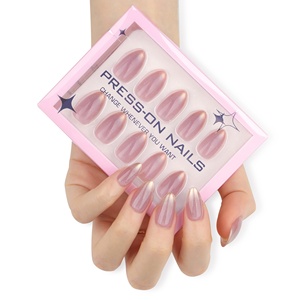 30 Pièces de Faux Ongles à Presser Haut de Gamme, French Gradient, Perles Dorées Scintillantes, Courts et Prêts à Porter pour les Doigts - Product Image 2