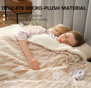 Precio competitivo, 10 opciones de interruptores Milk Fleece + Sherpa, manta eléctrica lavable, alfombra calefactable para dormir bien - Product Image 4
