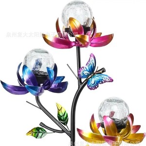 Solar Garden Lights <b>Led</b> Glass <b>Ball</b> Flower Stake Water Resistant Outdoor Decor - Product Image 4