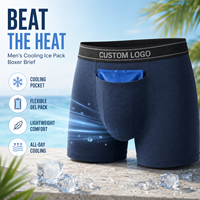 Caleçon rafraîchissant tout au long de la journée avec 2 pochettes de gel réutilisables, poche avant pour sauna et récupération post-chirurgie, caleçon boxer OEM