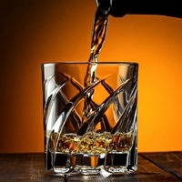 Verre à whisky à facettes transparent, avec base épaisse, style Old Fashioned, pour spiritueux, articles de bar et bar à domicile