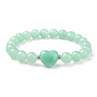 Bracelet en perles de pierre d'aventurine verte naturelle en forme de cœur, 8 mm, bijoux extensibles en cristal, cadeau pour femmes