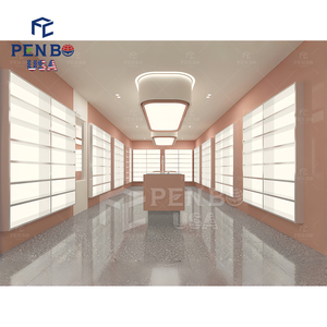 Sang Trọng Mỹ phẩm cử<span class=keywords><strong>a</strong></span> hàng hiển thị đồ nội thất tùy chỉnh LED chiếu sáng Tường giới thiệu Glass hiển thị đối với trang sức & mỹ phẩm cử<span class=keywords><strong>a</strong></span> hàng - Product Image 1