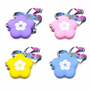 Flower Silicone Crossbody Bag <b>Cute</b> Floral Shoulder <b>Purse</b> Kids Soft Coin Pouch Waterproof Mini Zipper Detachable Strap Adjustable - Product Image 1