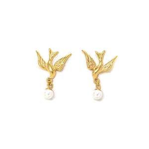 Fashion Drop <b>Earrings</b> Gold Plated 316L Stainless Steel With Pearl Charm Elegant Women's Jewelry - Product Image 1
