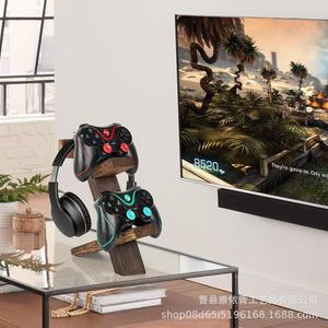 Wooden game <b>controller</b> <b>holder</b>, home game <b>controller</b> rack, solid wood headphone storage rack - Product Image 2