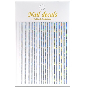 Autocollants d'ongles rayés de couleur unie pour filles, 12 couleurs, lignes laser, auto-adhésifs, NKZ111, vente chaude transfrontalière - Product Image 5