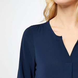 Rotondo Colletto Aperto V-a forma di Lungo Rotolo Maniche Irregolare Orlo Aperto della <span class=keywords><strong>Camicia</strong></span> delle Donne - Product Image 3