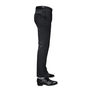 Business semplice nero Micro <span class=keywords><strong>elastico</strong></span> lana da uomo pantaloni di regolazione fibbia sottile piedi stretti pantaloni formali per uomo - Product Image 6