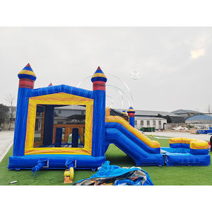 Castillo Inflable Azul y Amarillo con Tobogán y Piscina <span class=keywords><strong>de</strong></span> Chapoteo con Torres Rojas para Festivales al Aire Libre y Carnavales Comunitarios - Product Image 2