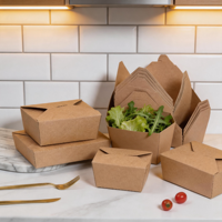 Boîte en carton kraft brun écologique jetable 32 oz, emballage de luxe biodégradable et recyclable avec impression personnalisée pour restaurants et fêtes