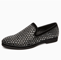 Mocassins élégants pour hommes en PU avec paillettes de cristal, style britannique, à enfiler, antidérapants, pour mariage et soirée, collection automne-printemps