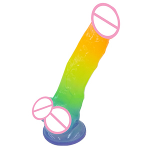 Dildo coloré en silicone souple, forme réaliste, avec base à forte succion, couleurs imprimées, pour les gays et les femmes. - Product Image 2
