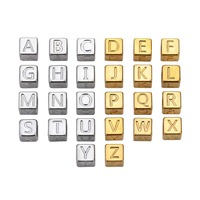 Pendentif carré en acier inoxydable massif imperméable, breloque lettre alphabet anglais, pour décoration de collier d'animal de compagnie, DIY