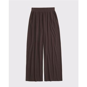 Pantalon large décontracté en maille douce pour femme LEDUO, taille haute élastique, coupe ample avec poches – Grande Vente - Product Image 1