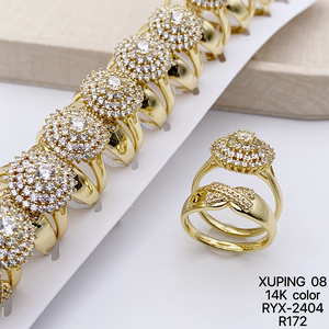 XUPING Jewelry Wholesale 14K Gold Color Plated Fashion Synthetic Cubic Zirconia Women <strong>Men</strong> a Pair Couple Wedding <strong>Ring</strong> <strong>Set</strong> - Product Image 4