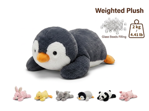 Peluche cochon lestée écologique de 2,2 kg avec enveloppe en coton biologique et billes de verre, lavable, pour soulager l'anxiété et le stress - Product Image 5