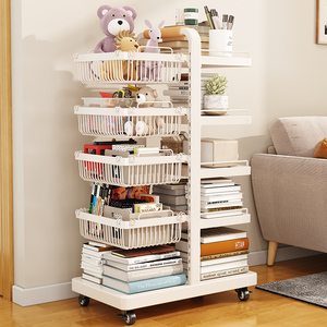 Double Black Metal Kids Modern Rotating Toy Organizer with Book Nook Display Tree <strong>Shelf</strong> <strong>Insert</strong> for Home Bookcase Storage Basket - Product Image 2