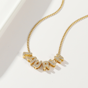 Collana con Nome 3D a Bolle in Oro con Diamanti, Ciondolo a Forma di <span class=keywords><strong>Lettera</strong></span> Gonfiabile, Regalo di <span class=keywords><strong>San</strong></span> <span class=keywords><strong>Valentino</strong></span> <span class=keywords><strong>per</strong></span> <span class=keywords><strong>Lei</strong></span> - Product Image 6