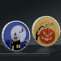 Happy Halloween tête de citrouille pièces commémoratives métal fer décorations pour la maison avec Logo imprimé UV plaqué médaille Souvenirs cadeaux