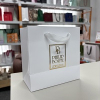 Sac fourre-tout promotionnel de luxe en carton blanc, personnalisable, estampé à chaud or, écologique, biodégradable, durable et recyclable pour bijoux