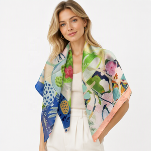 Lenço Muçulmano Leve de Verão com Estampa <span class=keywords><strong>Floral</strong></span> em Aquarela, Estilo Pintura à Mão, Toque de Algodão, Xale Modesto - Product Image 1